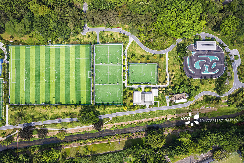 深圳笔架山体育公园足球场 深圳笔架山体育公园车辆模型场图片素材