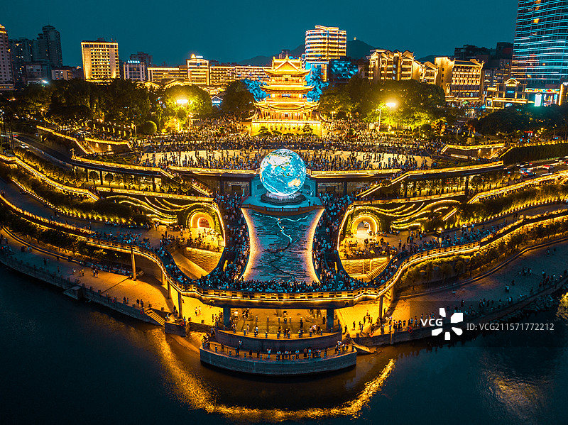 宜宾合江门，三江口，夜景图片素材