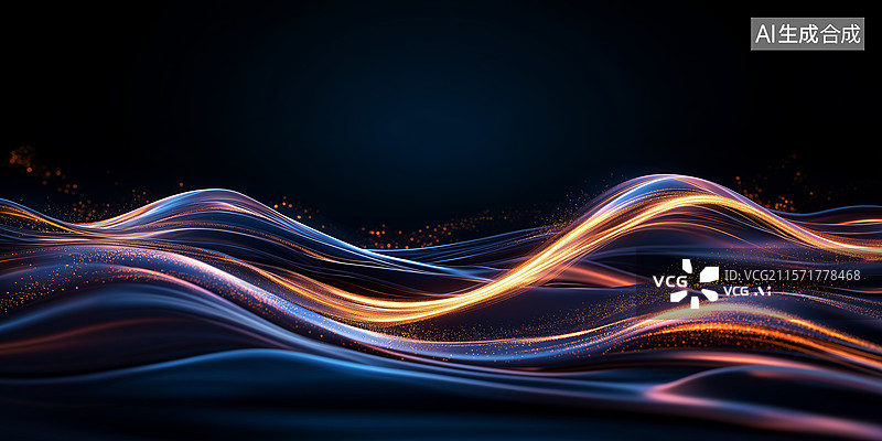 【AI数字艺术】炫丽光波粒子动感背景图片素材