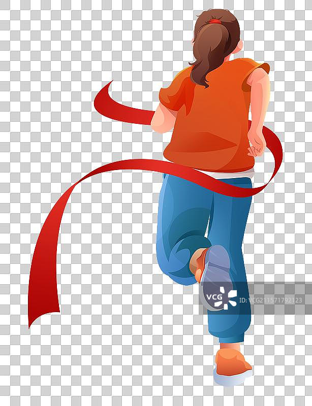 跑步的女孩背影 奔跑的学生人物元素图片素材