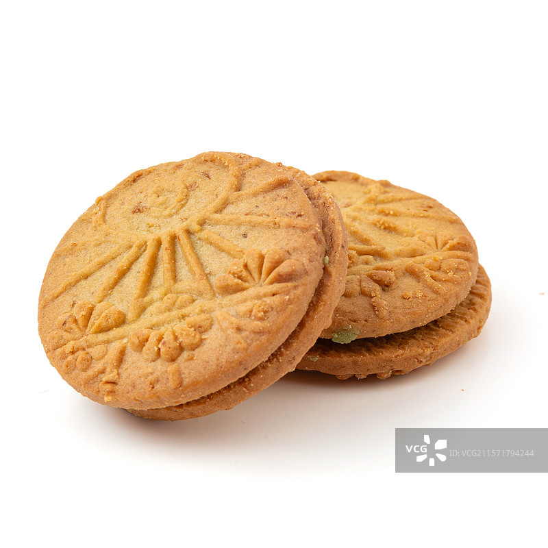 抹茶薄荷味高纤全麦夹心饼干图片素材