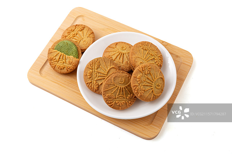 抹茶薄荷味高纤全麦夹心饼干图片素材