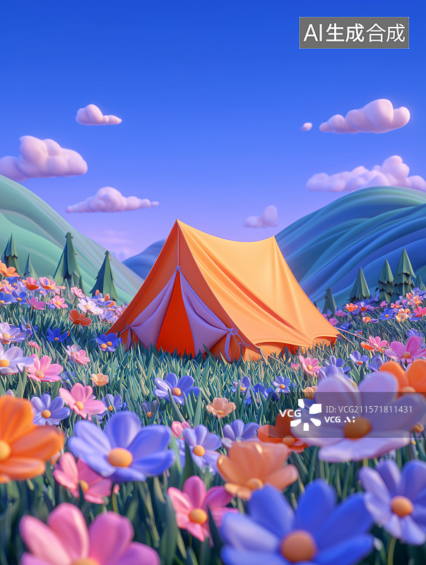 【AI数字艺术】美丽的户外帐篷插画图片素材