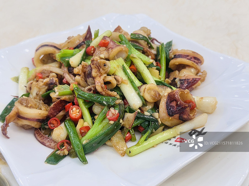 美味的炒鱿鱼图片素材