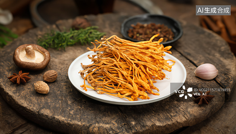 【AI数字艺术】虫草花图片素材