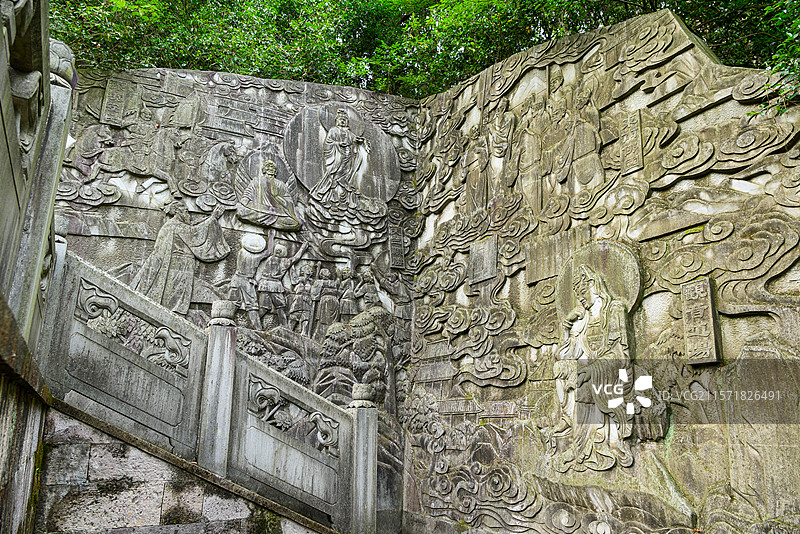 杭州虎跑公园内一处浮雕图片素材