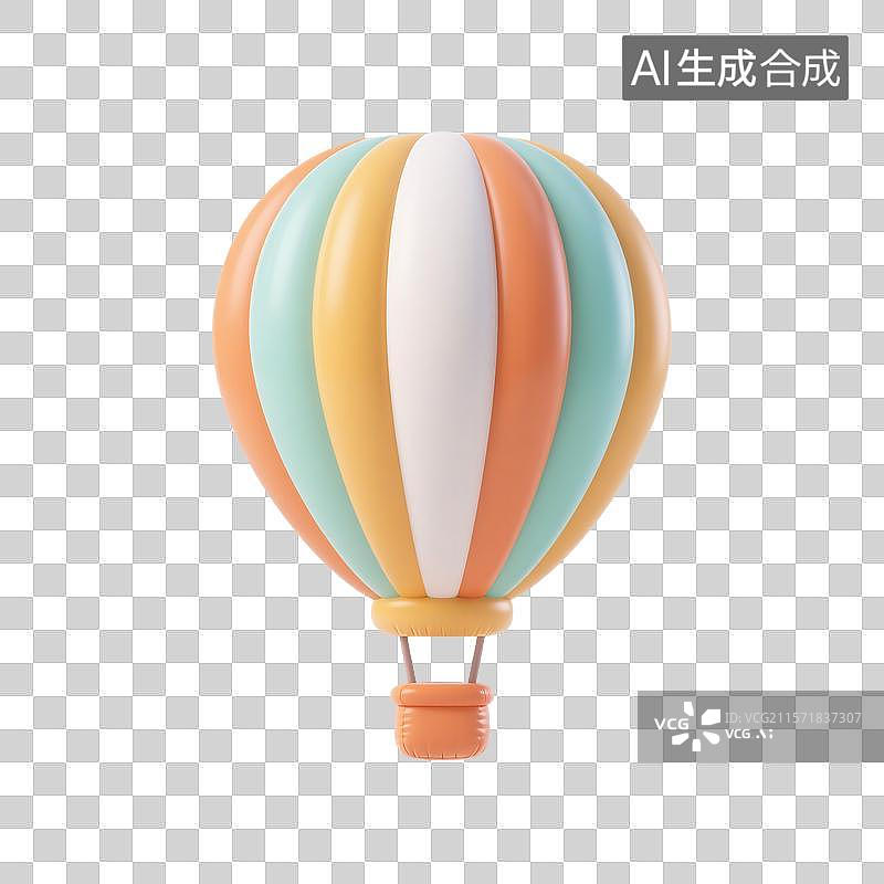 【AI数字艺术】膨胀风卡通热气球元素图片素材