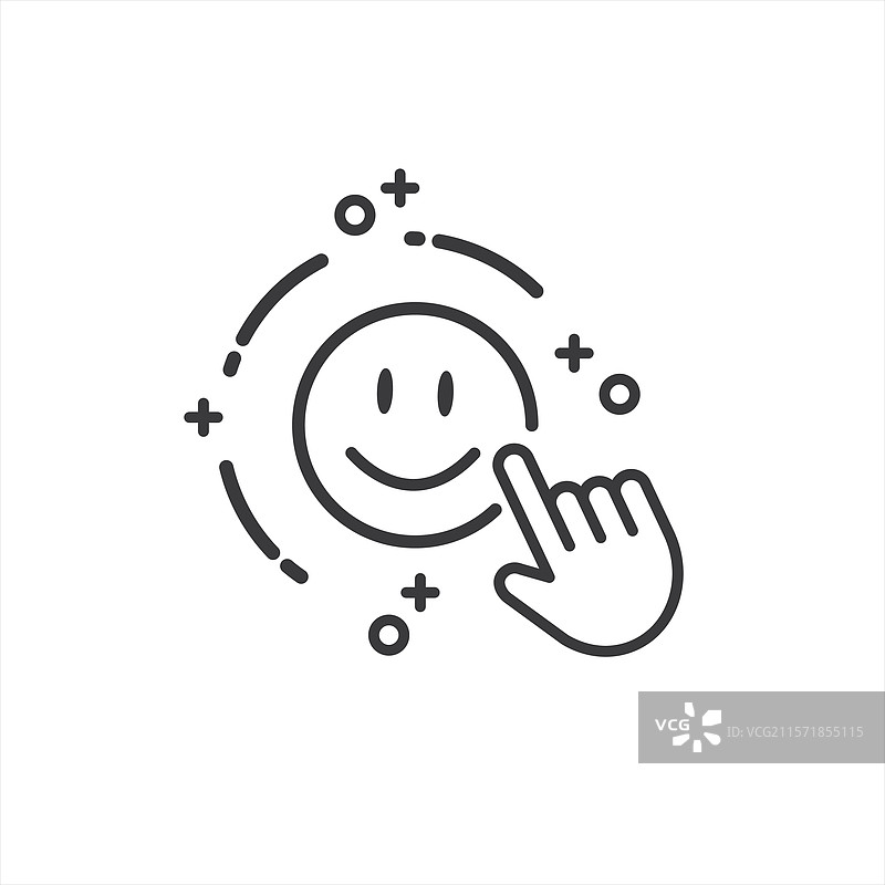 微笑的脸庞和一个指向它的手指图片素材