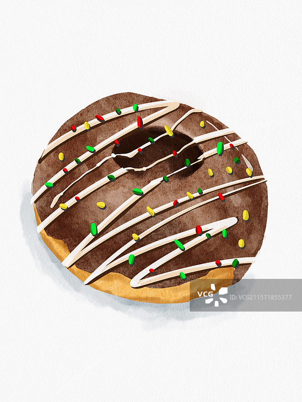 水彩手绘甜甜圈面包图片素材