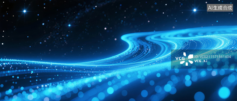 【AI数字艺术】蓝色星河流动的宇宙景象图片素材