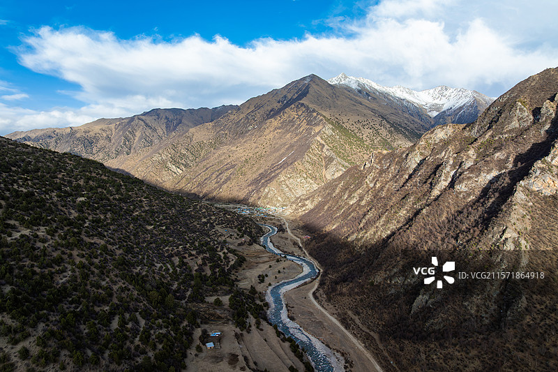 西藏工布江达县加兴乡白朗村的白唇鹿自然保护区风景图片素材