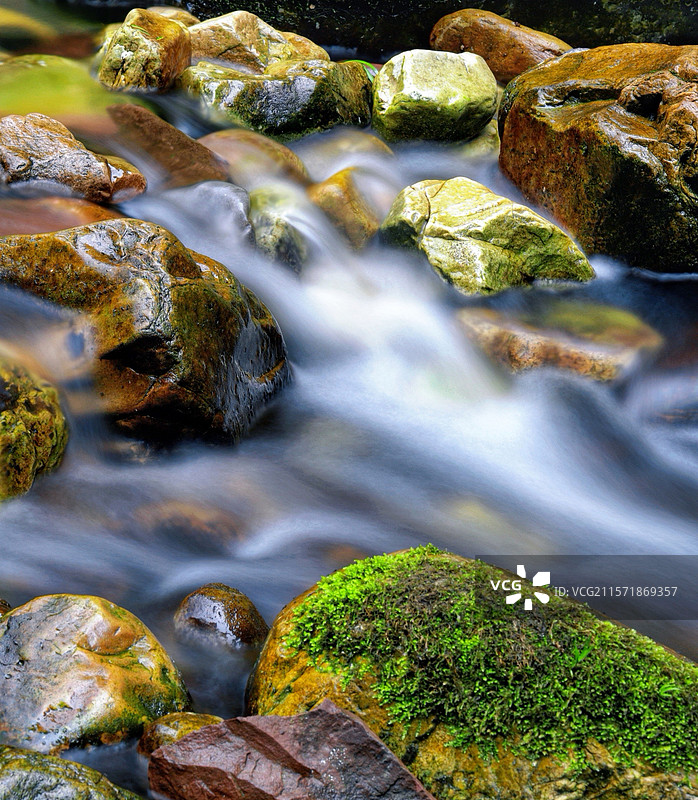 张家界武陵源金鞭溪慢门特写图片素材