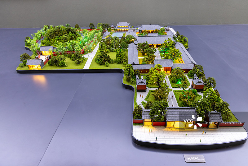 成都规划馆 武侯祠的建筑沙盘模型 1:100图片素材