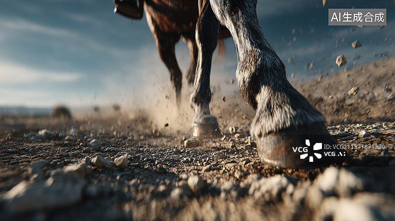 【AI数字艺术】马蹄踏地，尘土飞扬图片素材