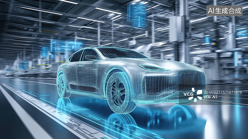 【AI数字艺术】未来汽车制造场景图片素材