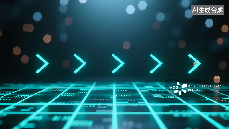 【AI数字艺术】科技荧光箭头增长三维插画图片素材