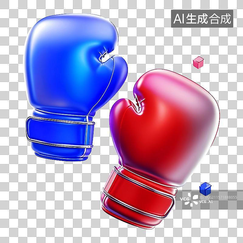 【AI数字艺术】【AI数字艺术】一对红色蓝色的拳击手套，3D免扣设计元素图片素材