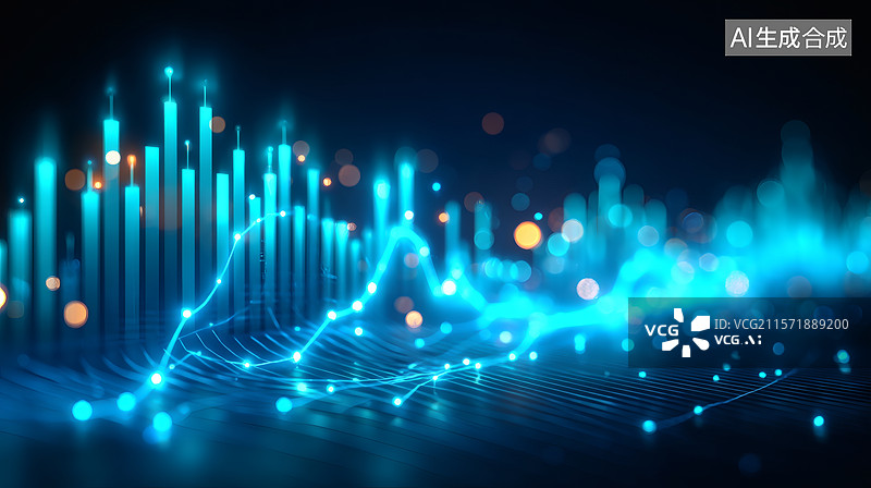 【AI数字艺术】动态金融市场趋势可视化图片素材