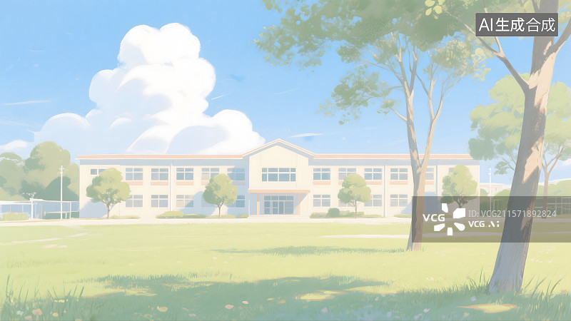 【AI数字艺术】没有人的学校插画图片素材
