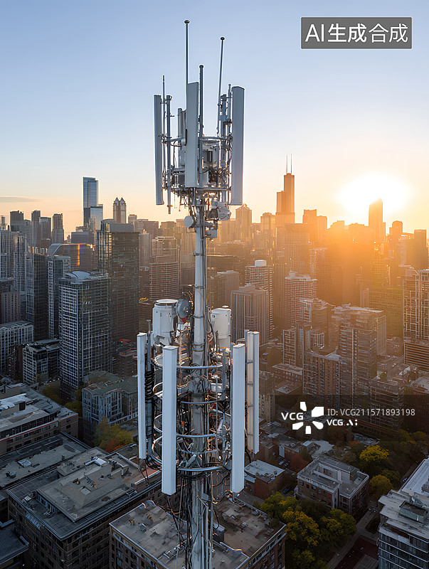 【AI数字艺术】信息电缆 5g  电力线支柱图片素材