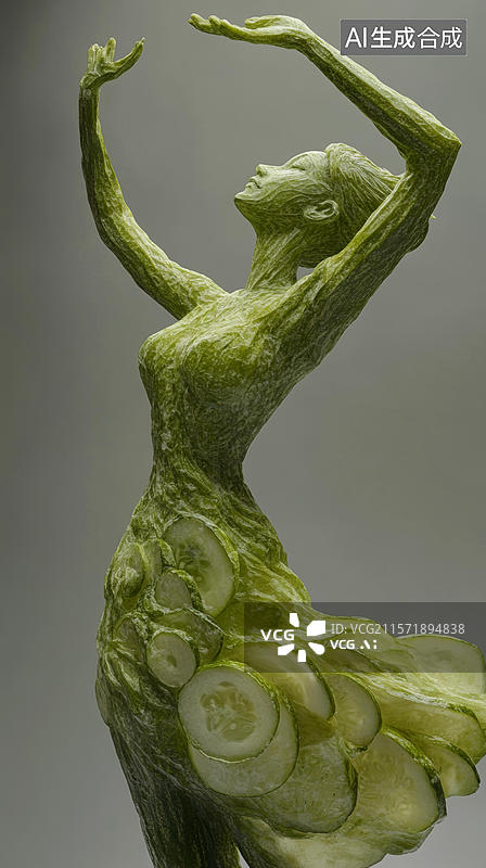【AI数字艺术】绿衣舞者雕像图片素材