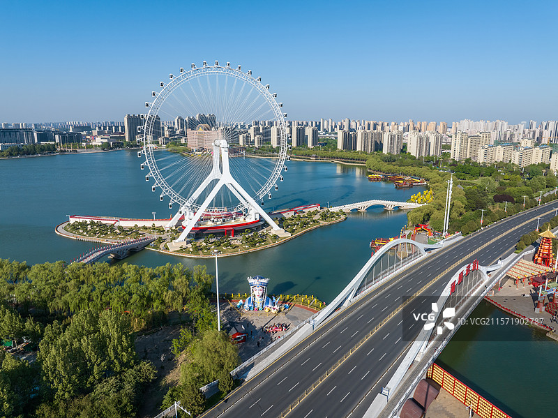 航拍河北省唐山市河头老街摩天轮图片素材