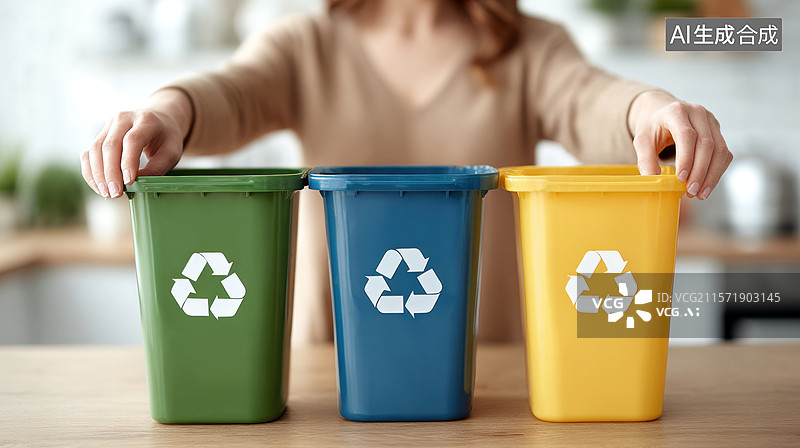 【AI数字艺术】垃圾分类回收桶图片素材
