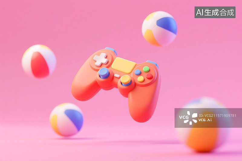 【AI数字艺术】3D三维立体C4D科技游戏机手柄掌上电子游戏轻松休闲娱乐社交虚拟现实图片素材