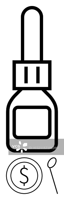 精油滴管瓶与硬币图片素材
