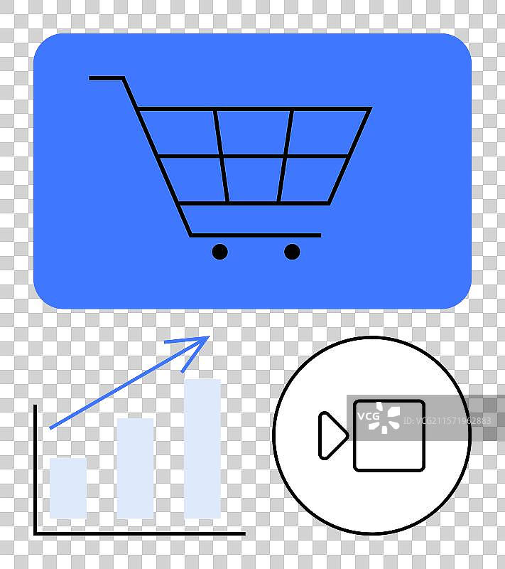 数字购物车增长图表和视频图片素材
