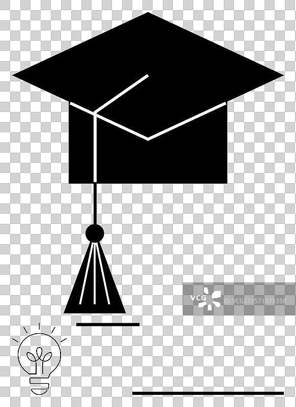 毕业帽与灯泡象征着创造力图片素材