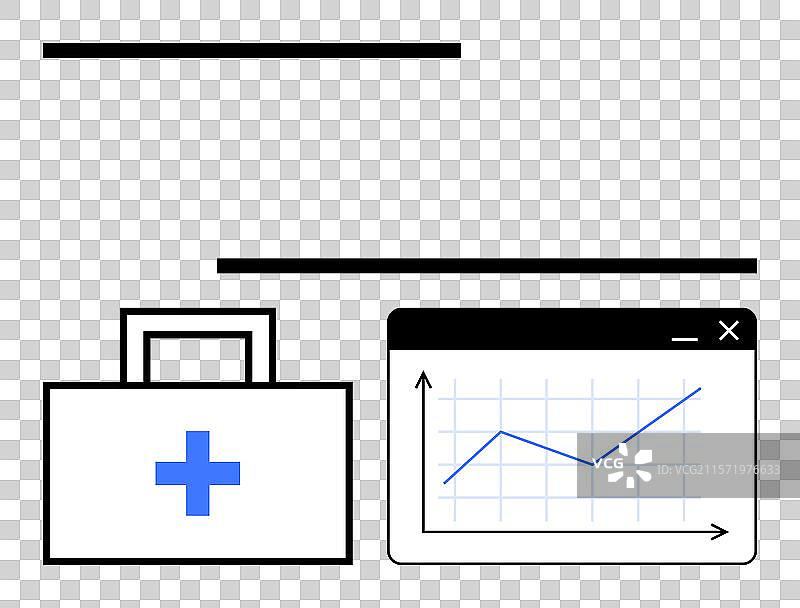 医疗包和生长曲线图的表示图片素材