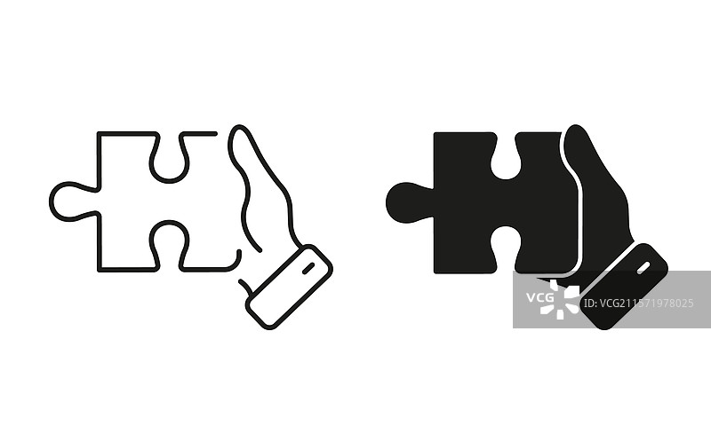 成功的手握拼图块图标图片素材