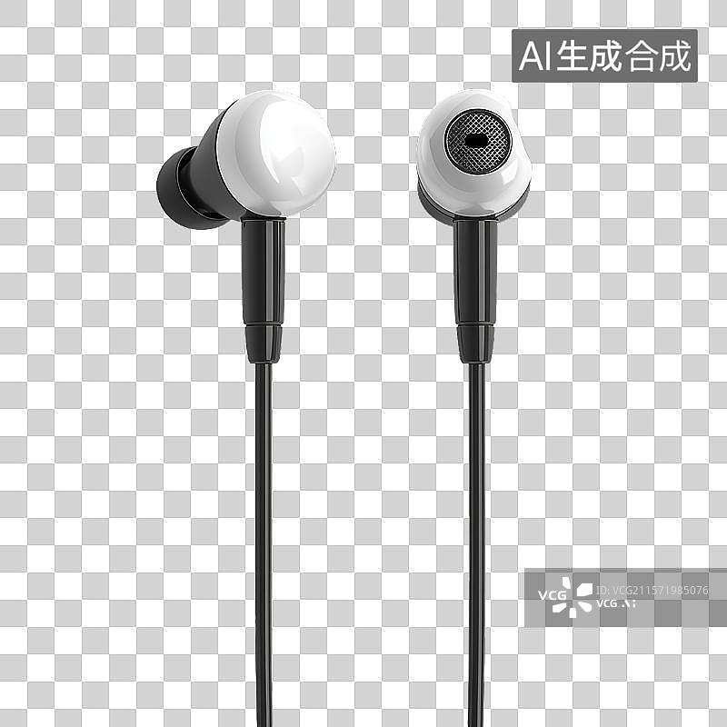 【AI数字艺术】黑色有线入耳式耳机图片素材