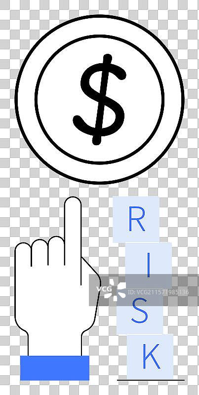 手指指向下面堆叠的风险方块图片素材