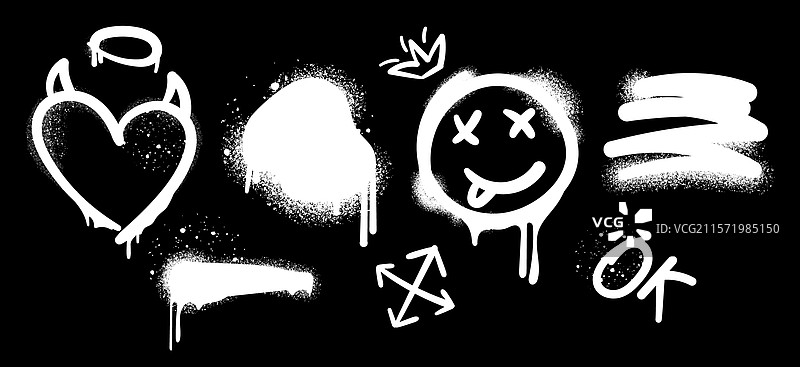 喷漆涂鸦符号集图片素材