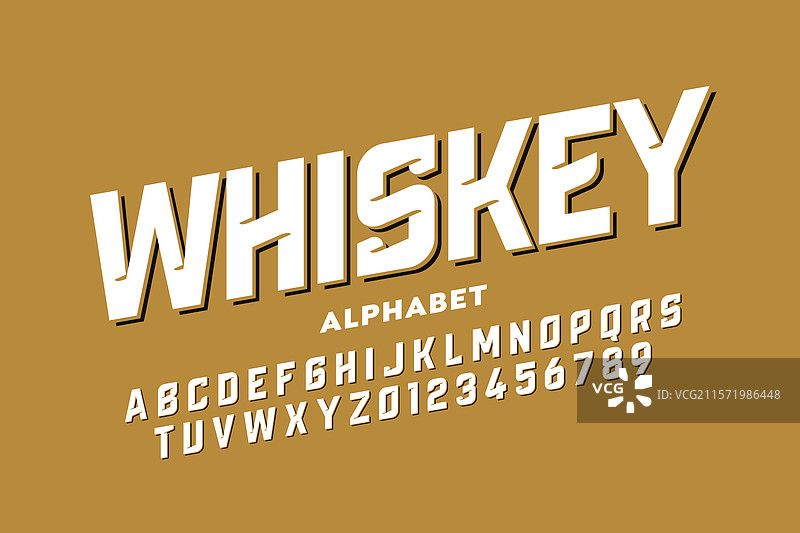 威士忌复古风格字体设计字母表图片素材