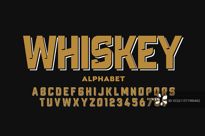 威士忌复古风格字体设计字母表图片素材