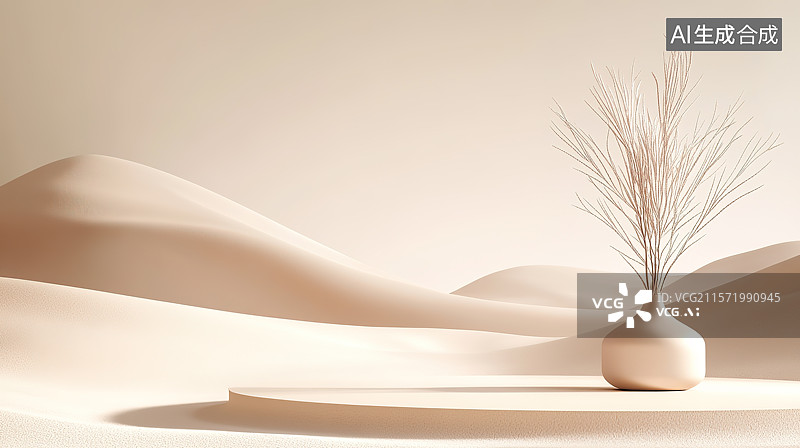 【AI数字艺术】清新风格3D化妆品产品展台背景图片素材