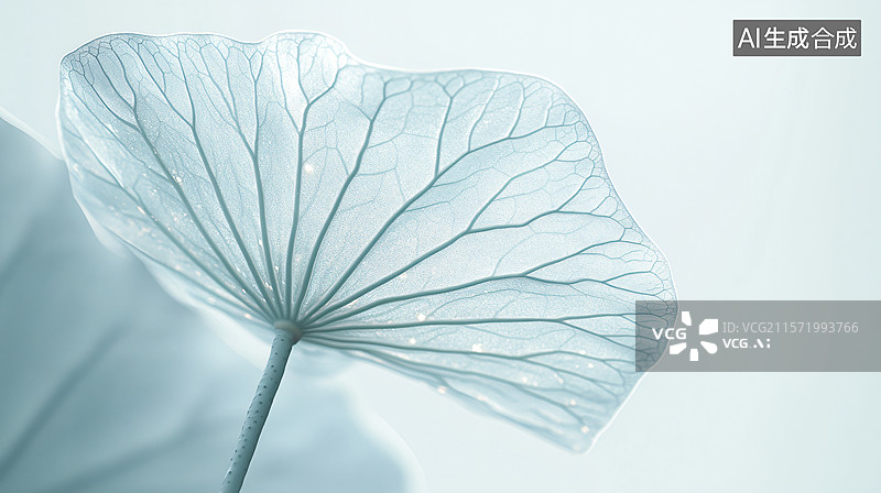 【AI数字艺术】透明质感的蓝绿莲叶图片素材
