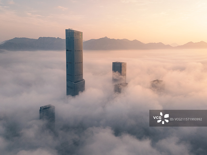 温州城市平流雾图片素材