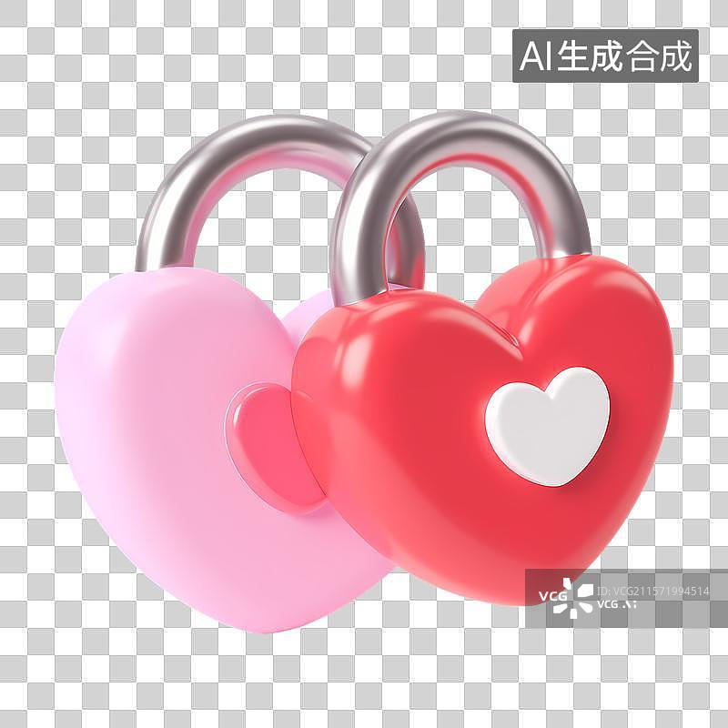 【AI数字艺术】心形锁链，象征爱情与承诺图片素材