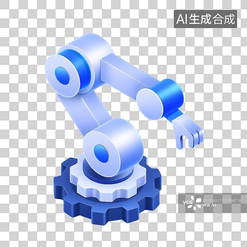 【AI数字艺术】蓝色机械臂与齿轮的组合图图片素材