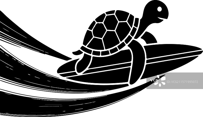 冲浪的海龟在大胆的艺术中乘风破浪图片素材