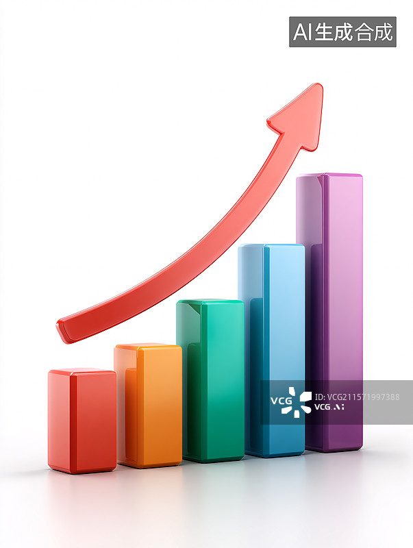 【AI数字艺术】彩色柱状图增长趋势图片素材