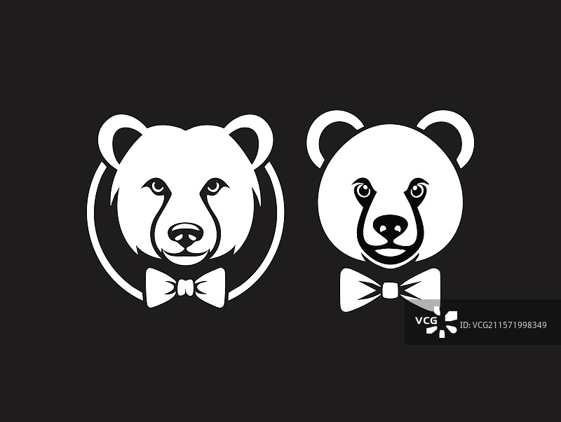 极简风格的熊与领结图片素材