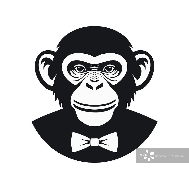 极简风格的猩猩，佩戴着领结图片素材