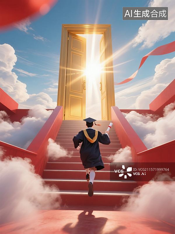 【AI数字艺术】通往成功的天梯图片素材