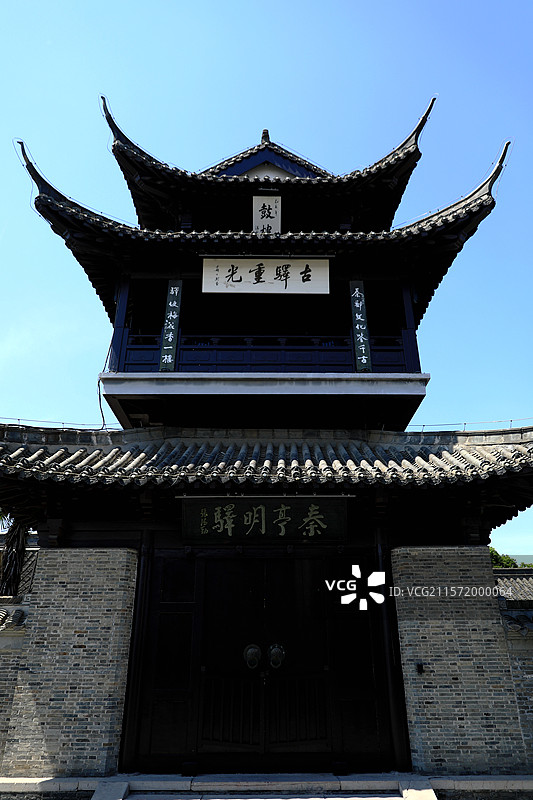 高邮古盂城驿的鼓楼正面特写图片素材