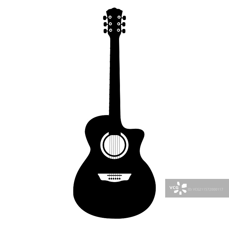 黑白吉他轮廓图标图片素材